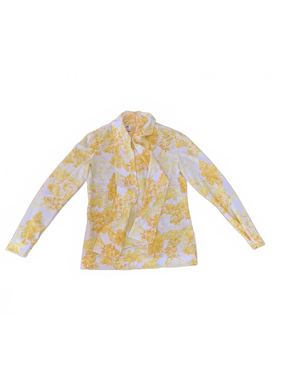 Vintage Serbin Designed by Muriel Ryan Yellow Floral Button-Up Blouse